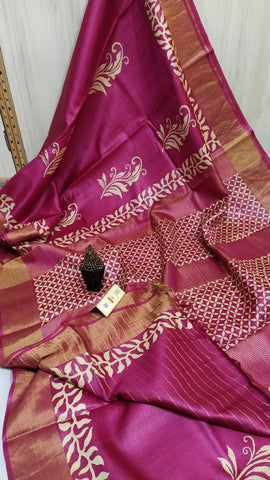 Pure Tussar Silk print saree