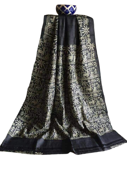 Pure Tussar Silk print saree