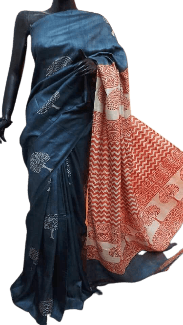 Pure Tussar Silk print saree