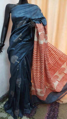 Pure Tussar Silk print saree