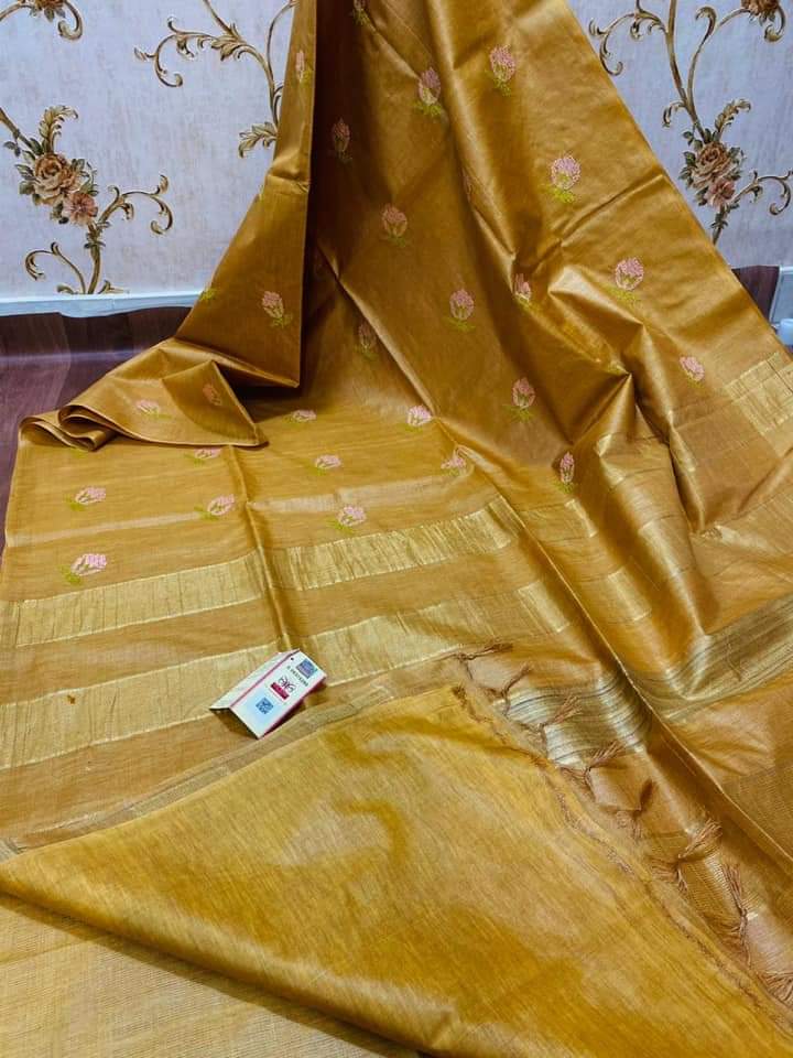 Tussar silk embroidery saree SILK ZONE