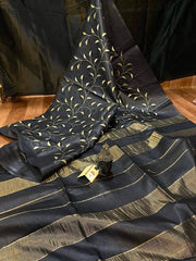 Tussar silk Embroidery  saree SILK ZONE