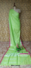 Linen plain saree SILK ZONE