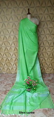 Linen plain saree SILK ZONE
