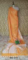 Linen plain saree SILK ZONE