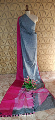 Linen plain saree SILK ZONE