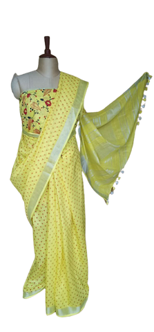 Pure linen print saree SILK ZONE