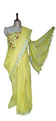 Pure linen print saree SILK ZONE