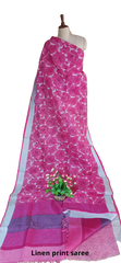 Pure linen print saree SILK ZONE
