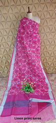Pure linen print saree SILK ZONE
