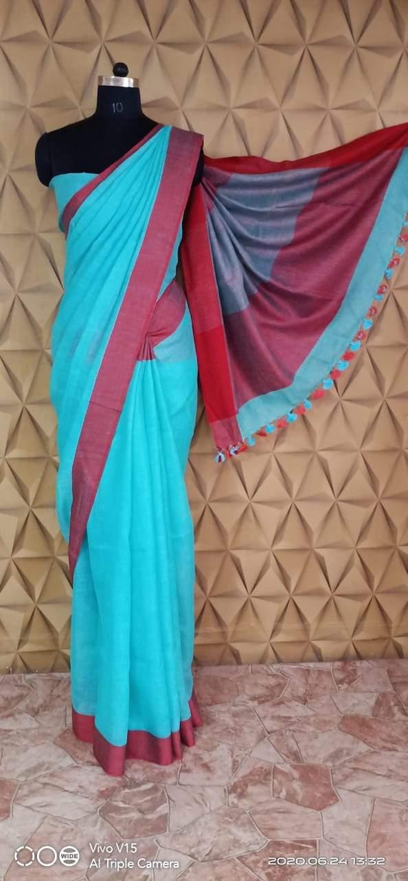 Linen saree silkzon.in