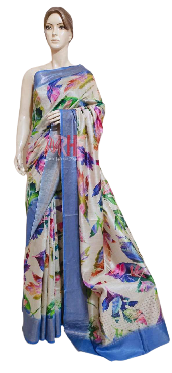 Pure Tussar Silk print saree