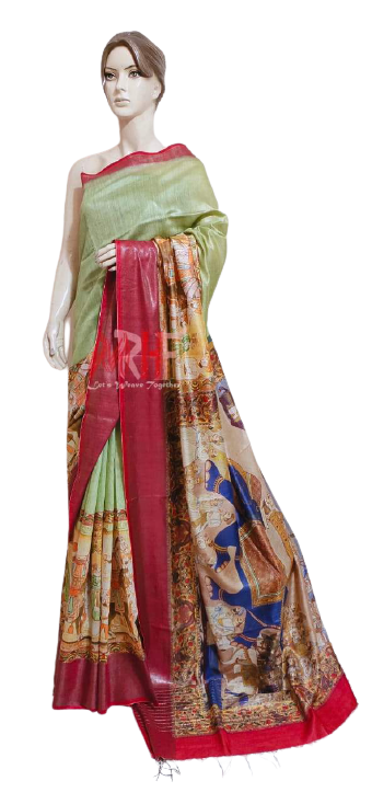 Pure Tussar Silk print saree