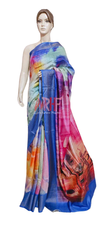 Pure Tussar Silk print saree