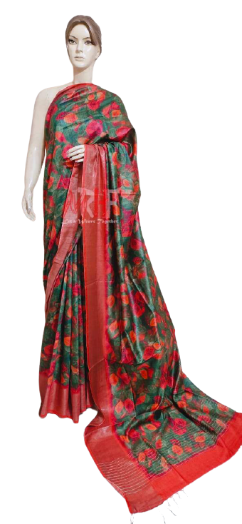 Pure Tussar Silk print saree