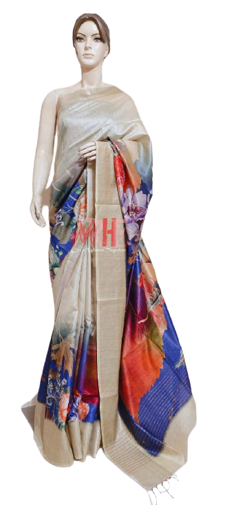 Pure Tussar Silk print saree