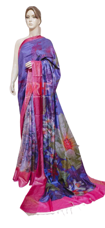 Pure Tussar Silk print saree