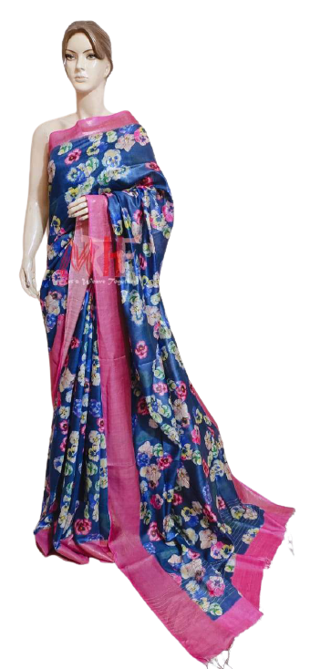 Pure Tussar Silk print saree