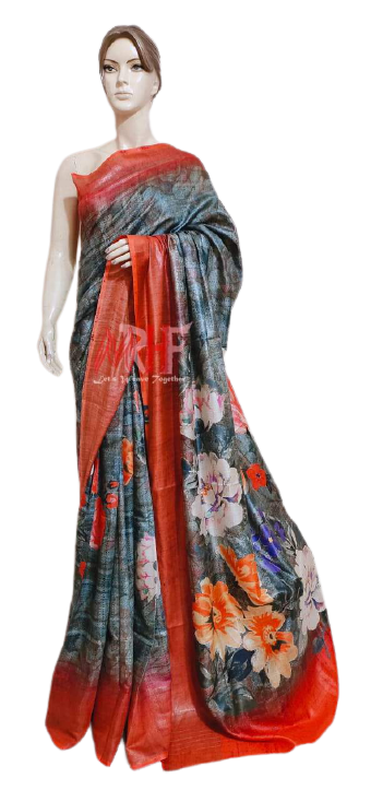 Pure Tussar Silk print saree