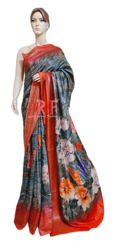 Pure Tussar Silk print saree