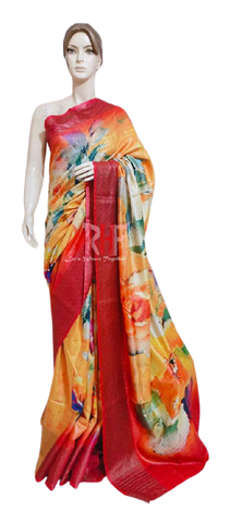 Pure Tussar Silk print saree