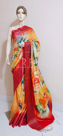 Pure Tussar Silk print saree