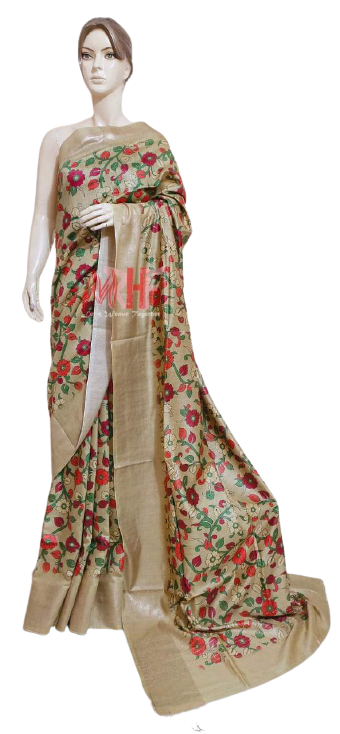 Pure Tussar Silk print saree