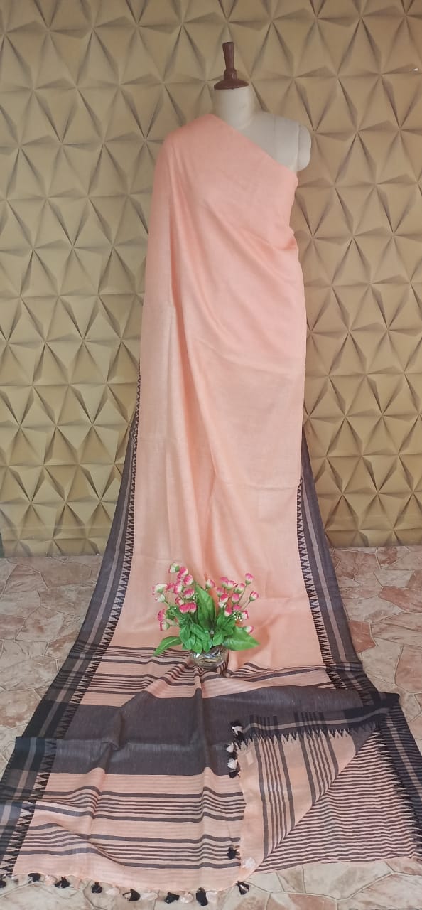 Linen temple saree SILK ZONE