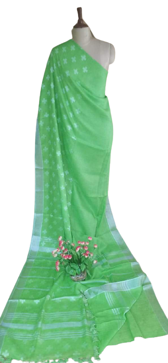 Linen jacqurad saree SILK ZONE