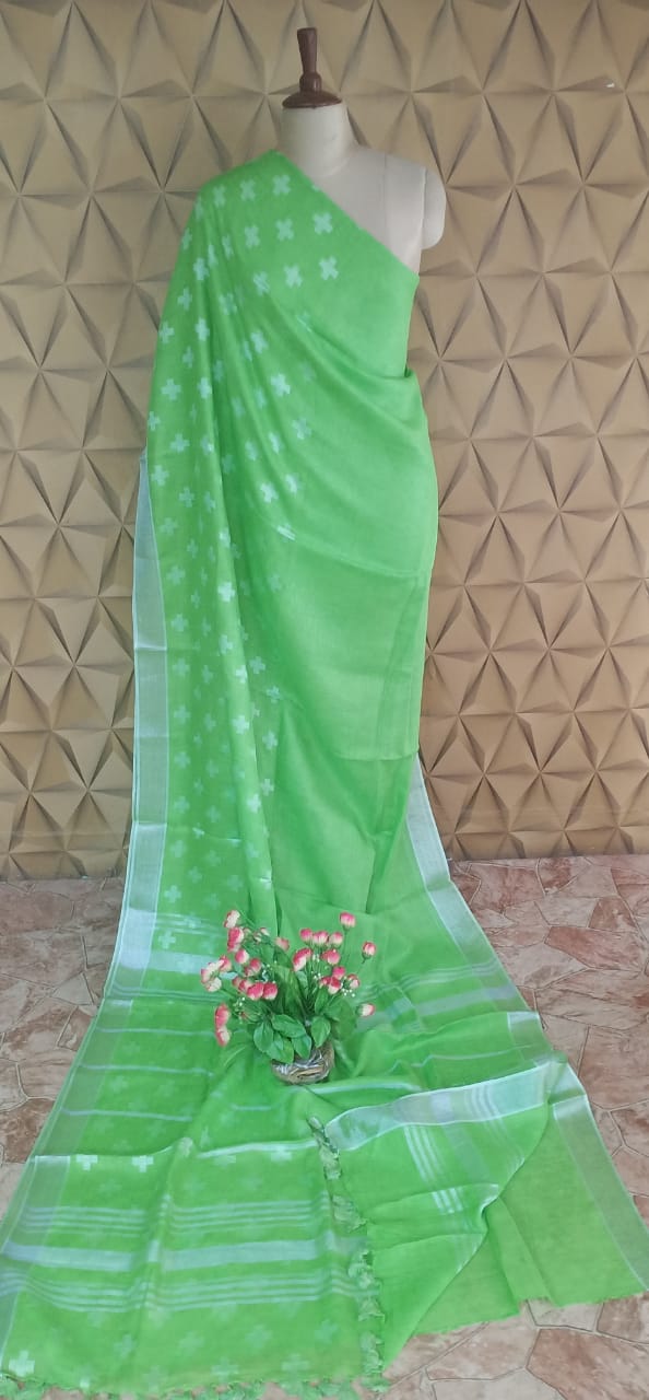 Linen jacqurad saree SILK ZONE