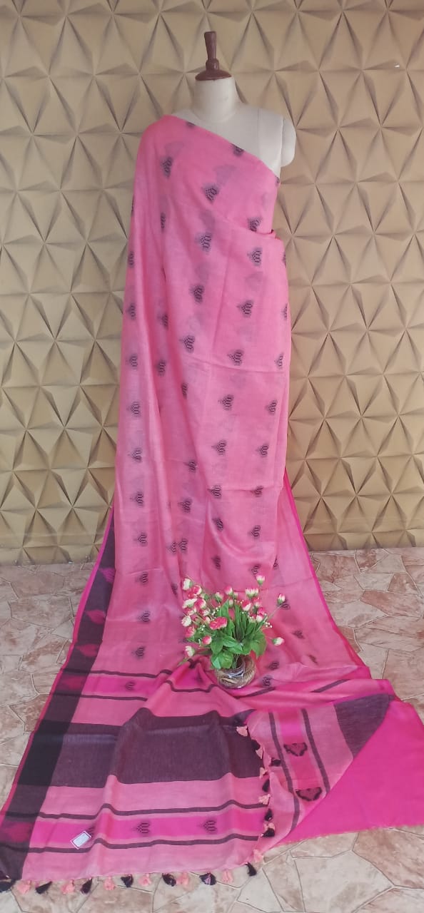 Linen jacquard saree SILK ZONE