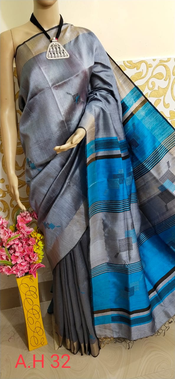 TUSSAR SILK PRINT SAREE