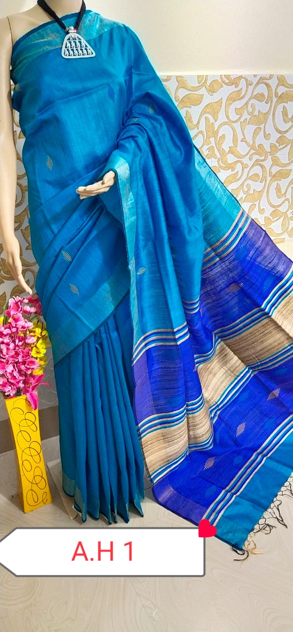 Pure Tussar Dupion silk sarre SILK ZONE