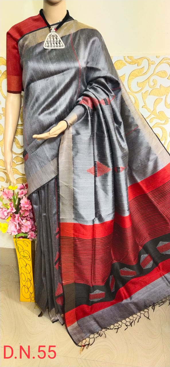 TUSSAR SILK PRINT SAREE