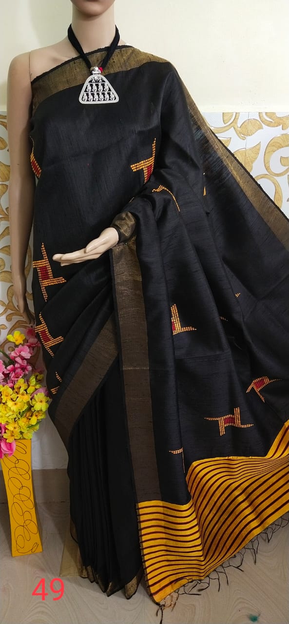 TUSSAR SILK PRINT SAREE