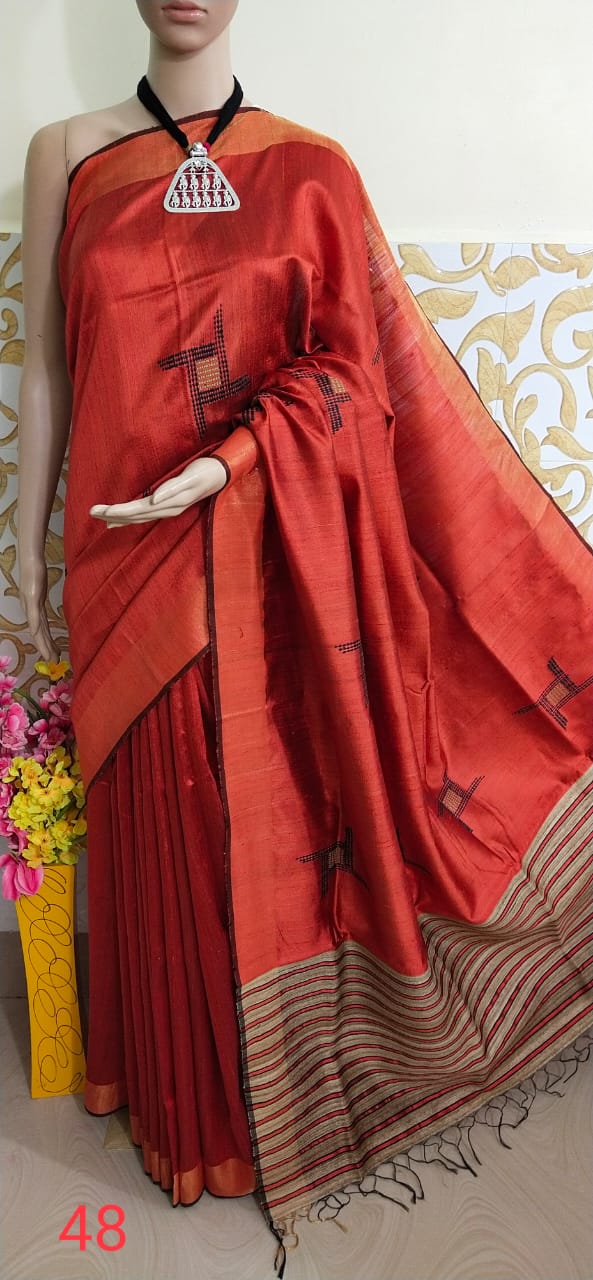 TUSSAR SILK PRINT SAREE