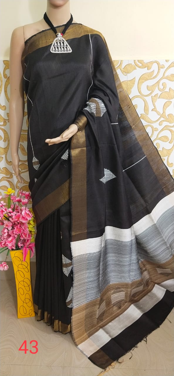 TUSSAR SILK PRINT SAREE