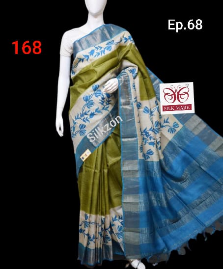 Pure Tussar Silk print saree