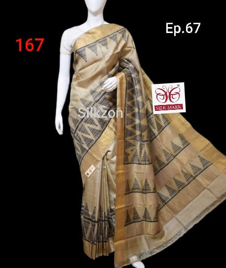 Pure Tussar Silk print saree