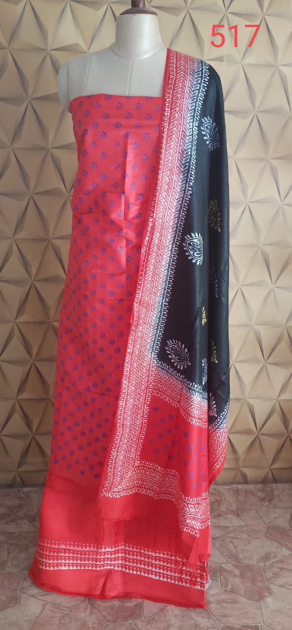 Soft silk hand print suit SILK ZONE