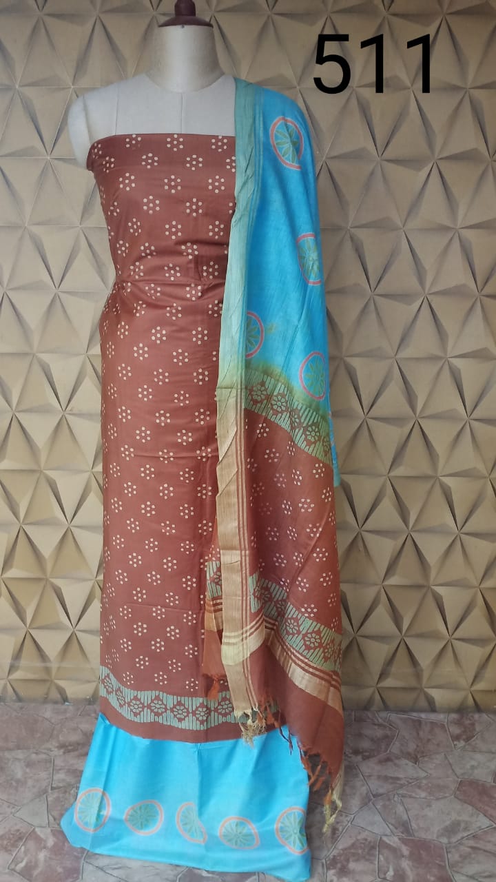 Soft silk hand print suit SILK ZONE