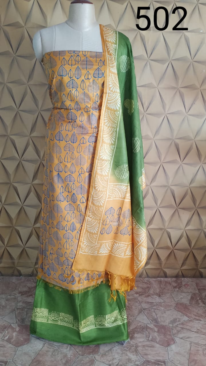 Soft Silk hand Print Suit SILK ZONE