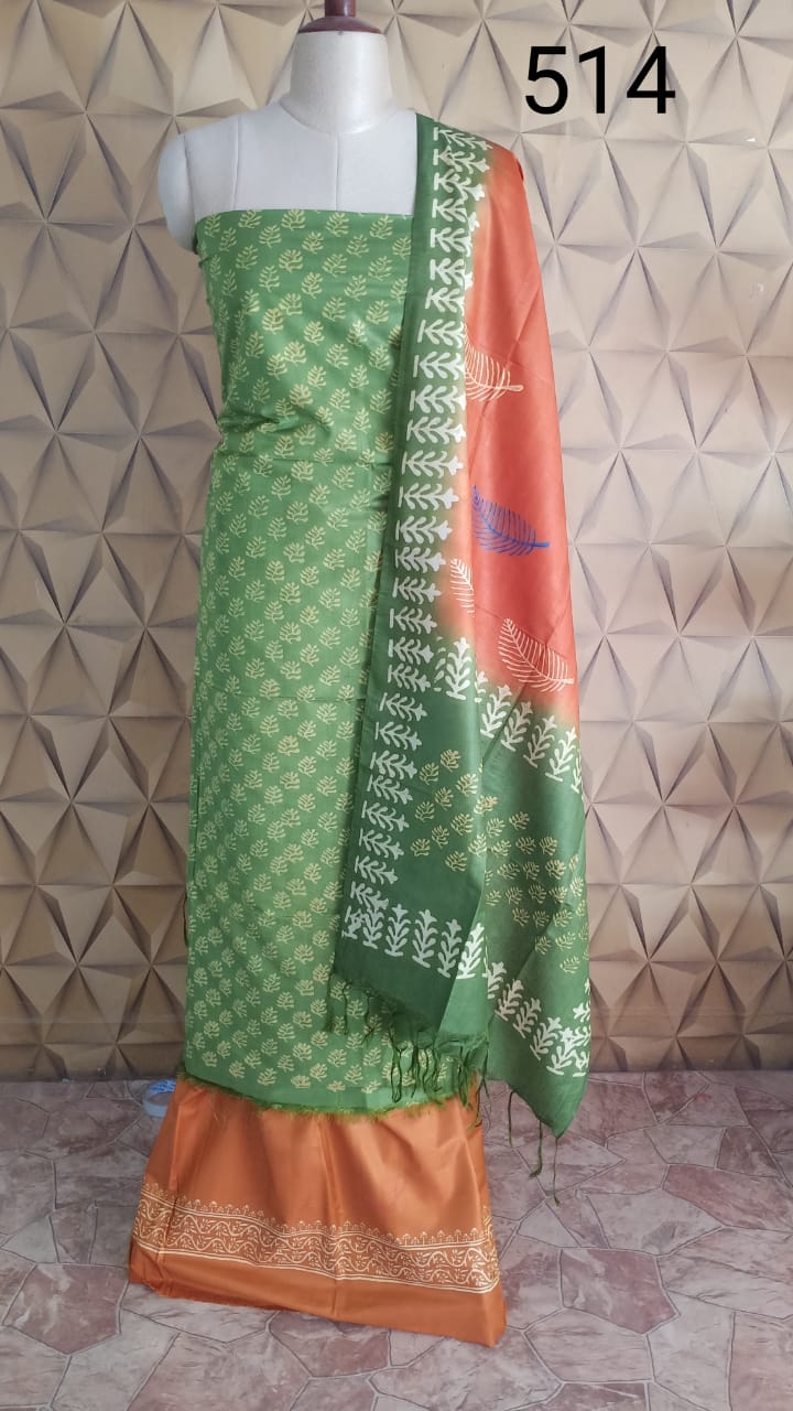 Soft silk hand print suit SILK ZONE