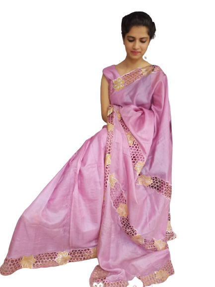 Tussar silk Hand Cotwark saree SILK ZONE