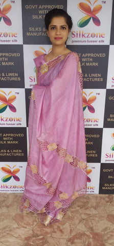 Tussar silk Hand Cotwark saree SILK ZONE