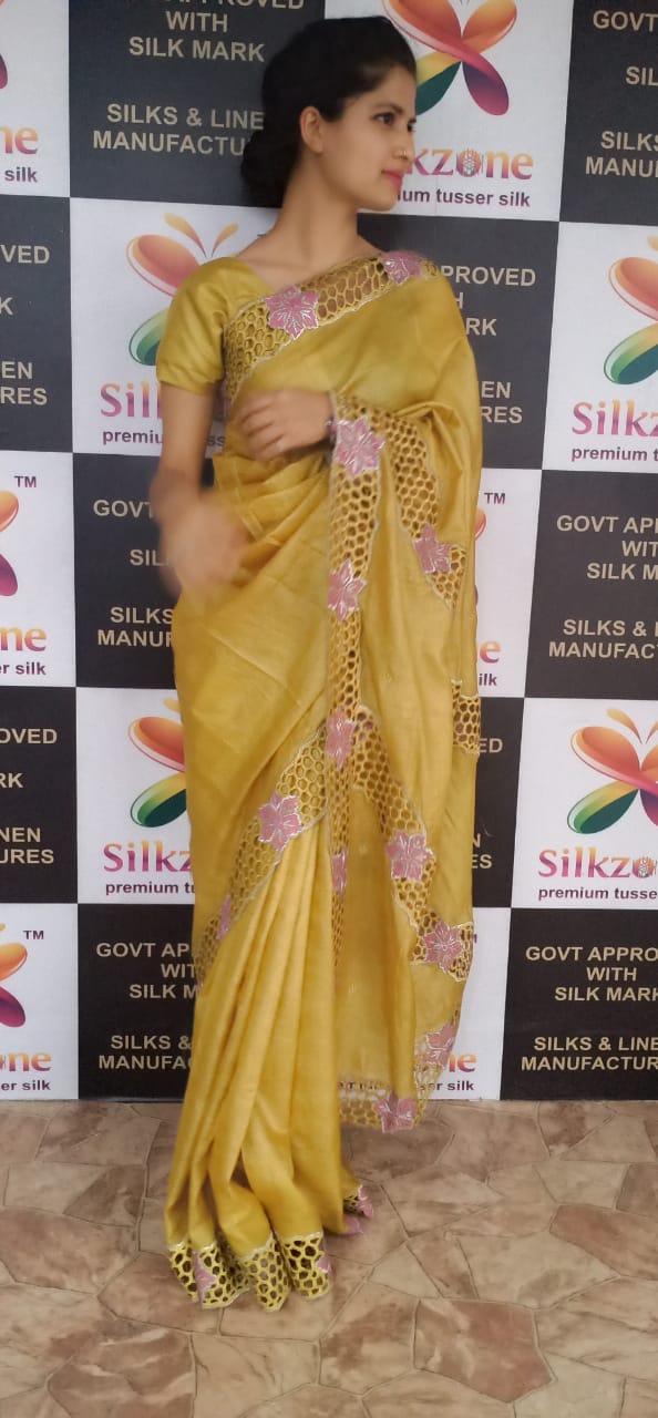 Pure Tussar Silk print saree