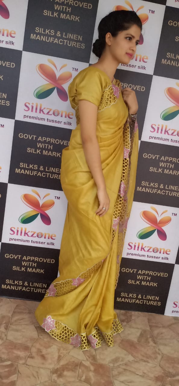 Pure Tussar Silk print saree