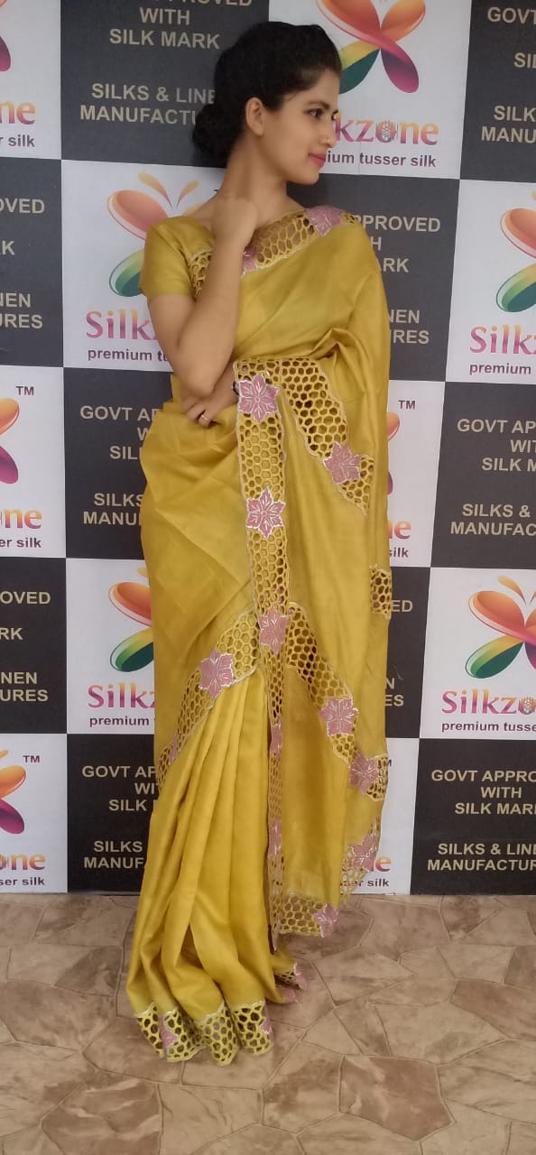 Pure Tussar Silk print saree