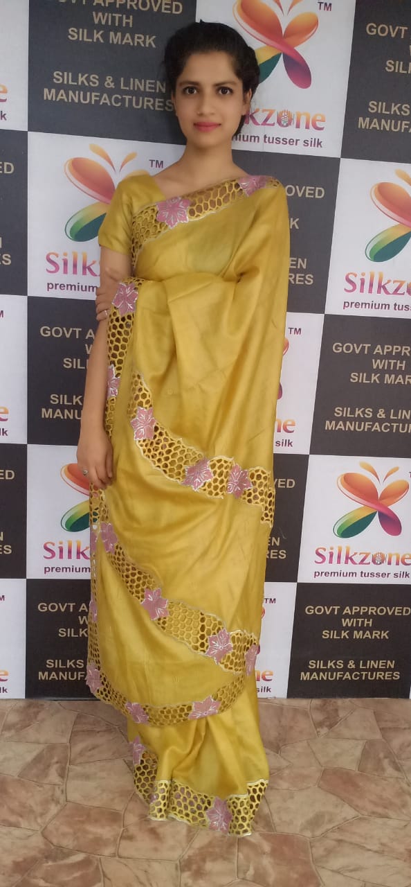 Pure Tussar Silk print saree