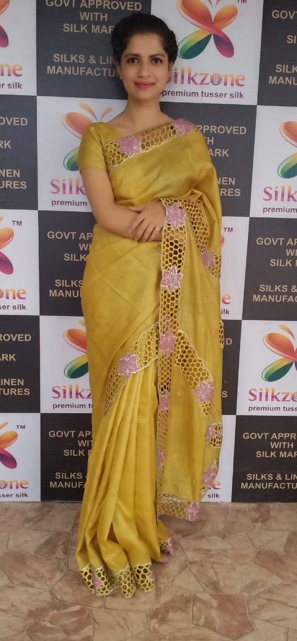 Pure Tussar Silk print saree